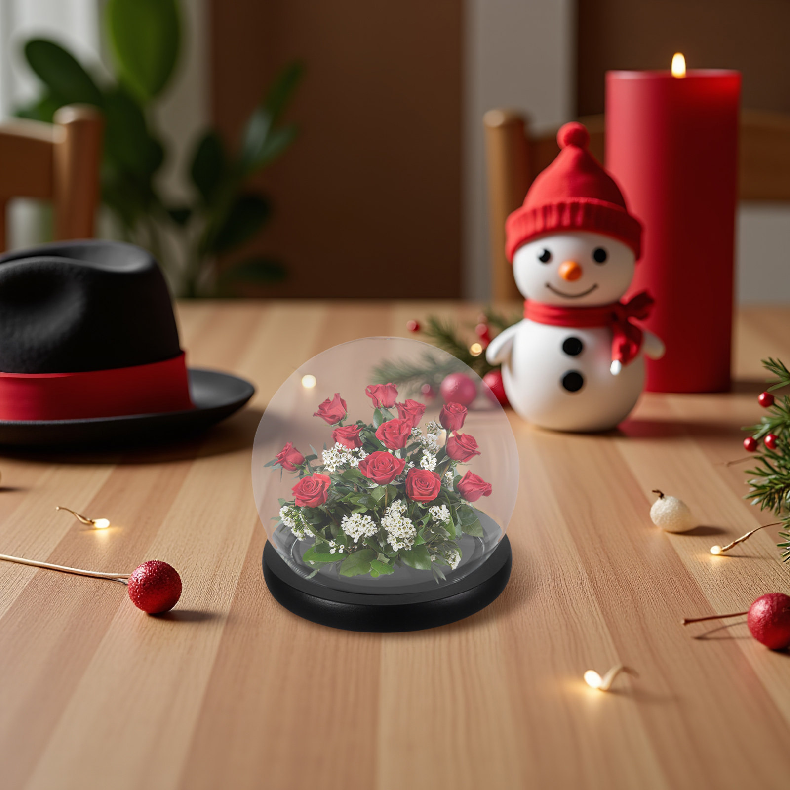 Plastic Dome Clear - Campana di vetro con base in